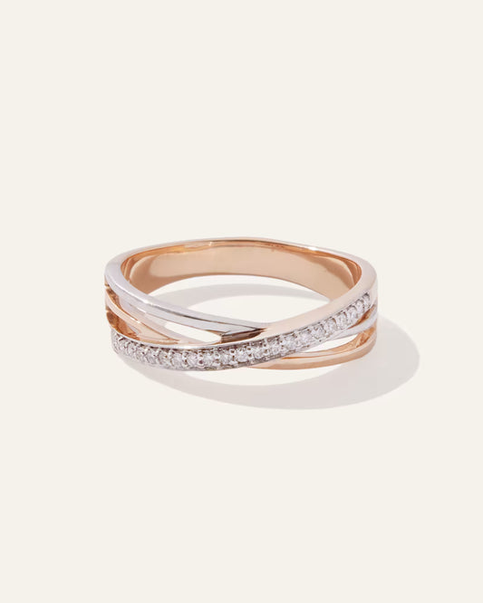 14K Gold Diamond Orbit Ring - US 7024