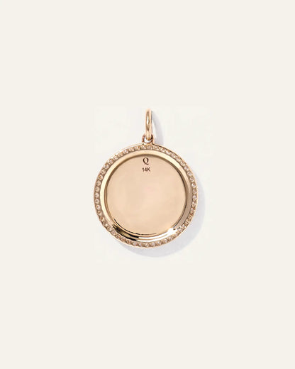14K Gold Pave Zodiac Medallion Necklace - US 7773