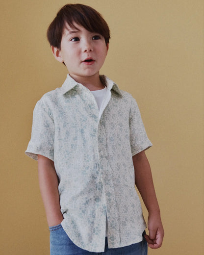 100% European Linen Printed Short Sleeve Shirt - US 2990
