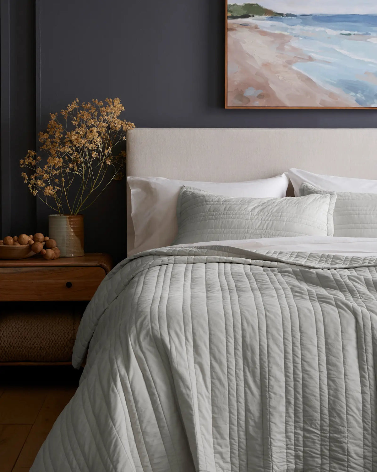 Organic Cotton Stripe Stitch Quilted Sham Set - US 9884