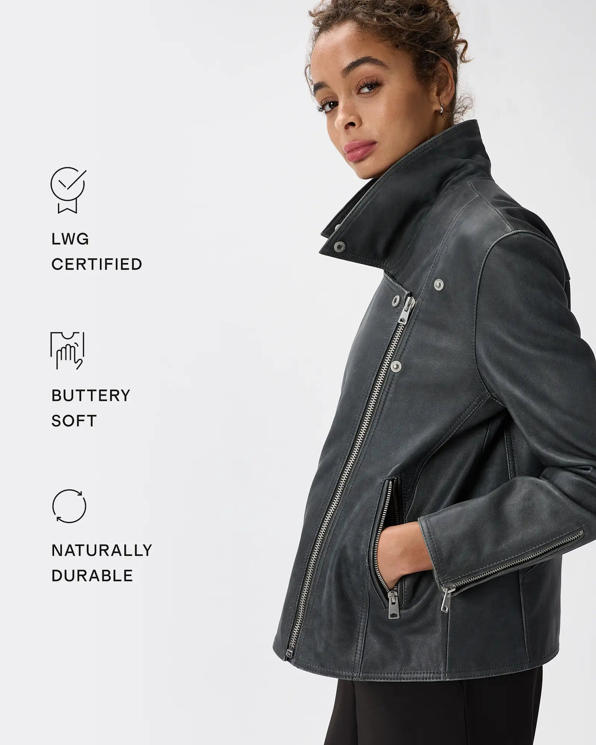 100% Leather Oversized Biker Jacket - US 1029