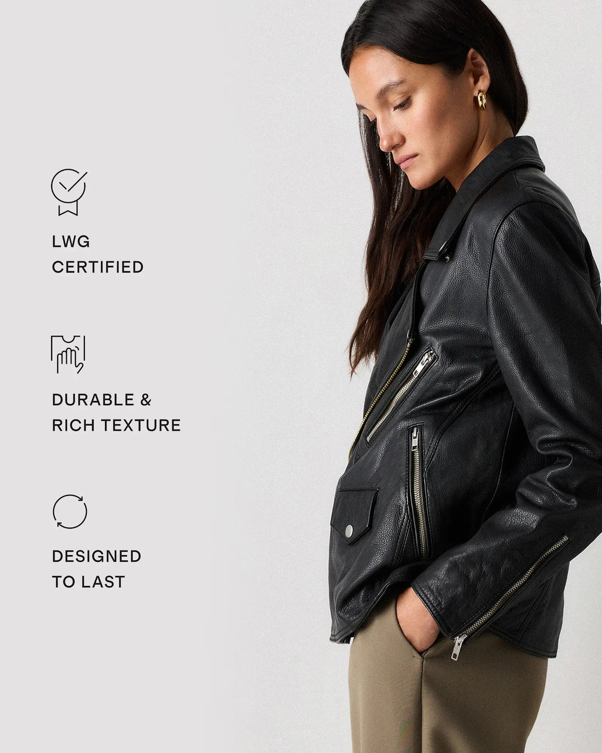 100% Leather Oversized Biker Jacket - US 3927