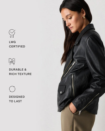 100% Leather Oversized Biker Jacket - US 3927