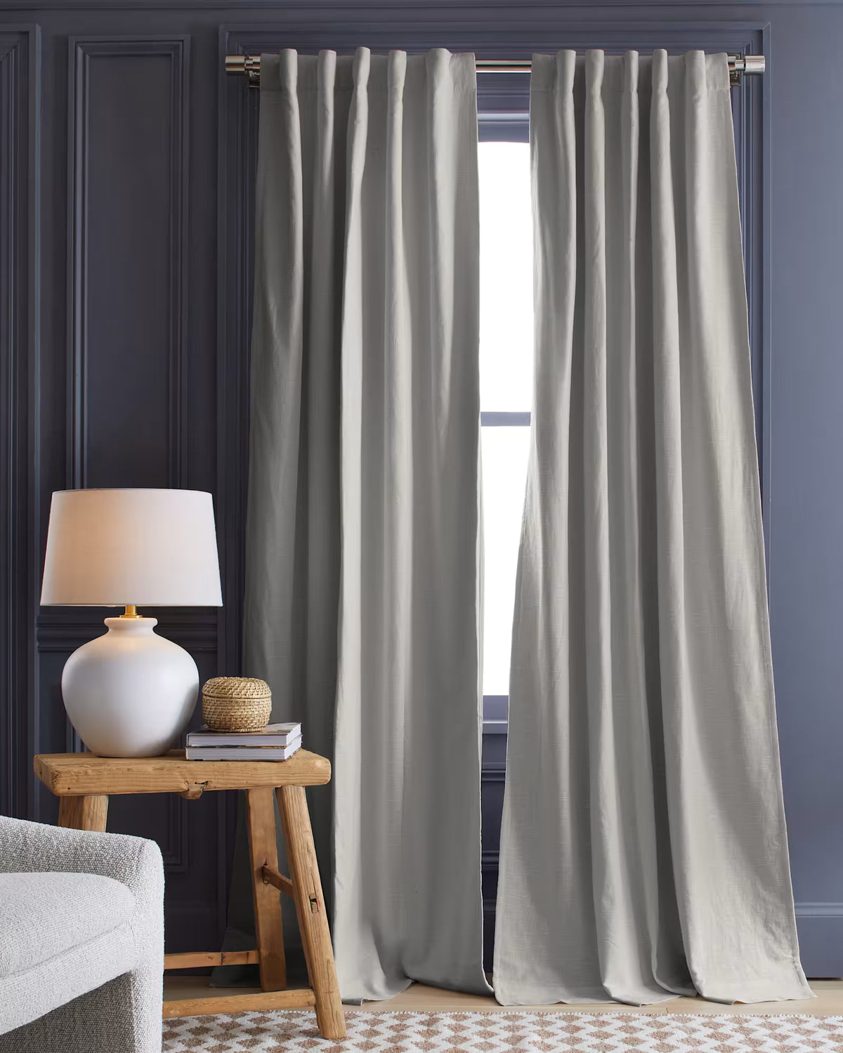 Cotton Slub Room Darkening Curtain - Single Panel - US 3281