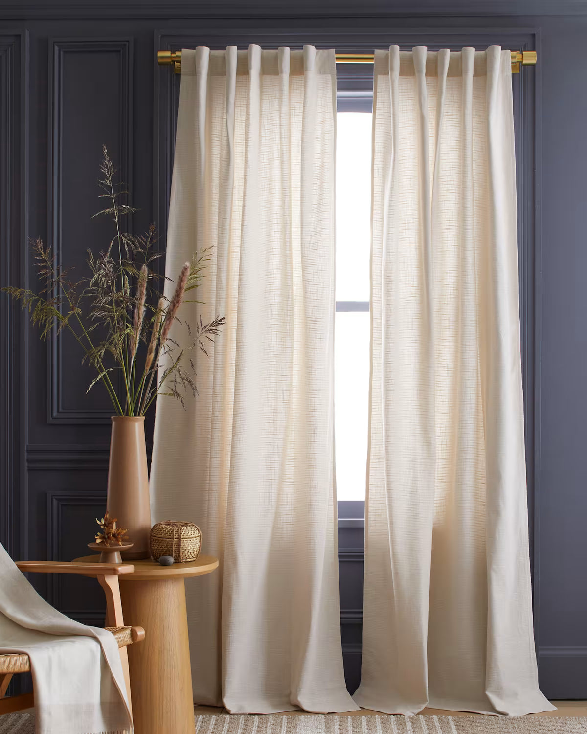 Cotton Slub Curtain - Single Panel - US 6575