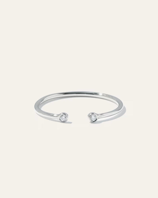 14K Gold Diamond Bezel Open Ring - US 2981
