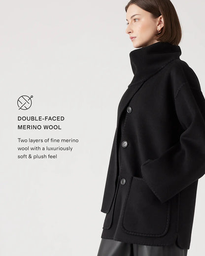 Double-Faced Merino Wool Scarf Coat - US 8184
