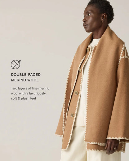 Double-Faced Merino Wool Scarf Coat - US 2349