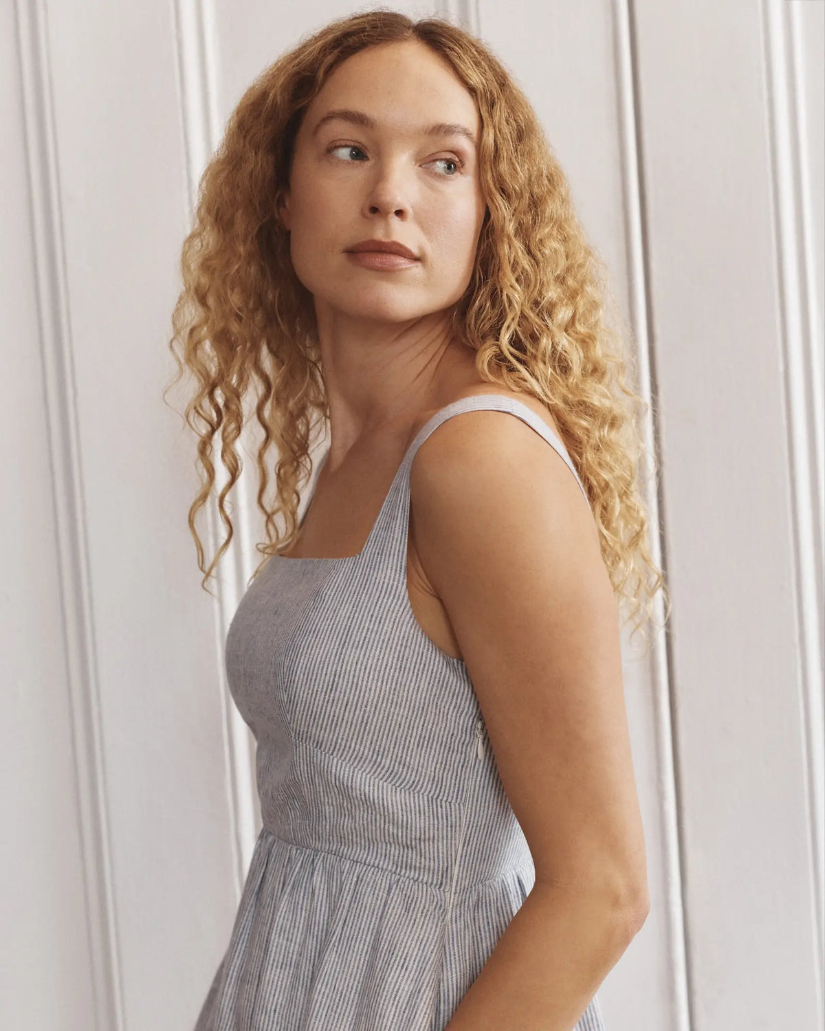 100% European Linen Fit & Flare Midi Dress - US 7498