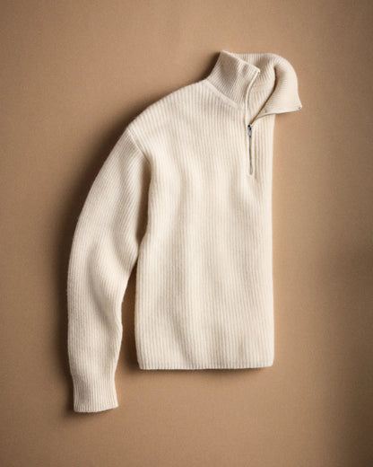 Mongolian Cashmere Fisherman Quarter Zip Sweater - US 8963