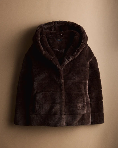 Hooded Faux Fur Jacket - US 5864