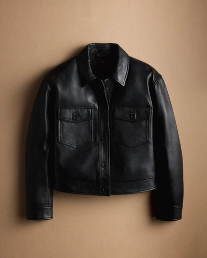 100% Leather Cropped Jacket - US 4351