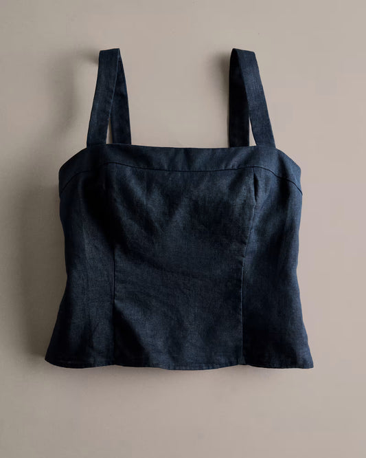 100% European Linen Fitted Tank - US 8497