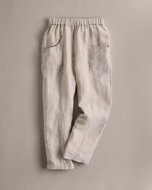 100% European Linen Tapered Ankle Pants - US 5823