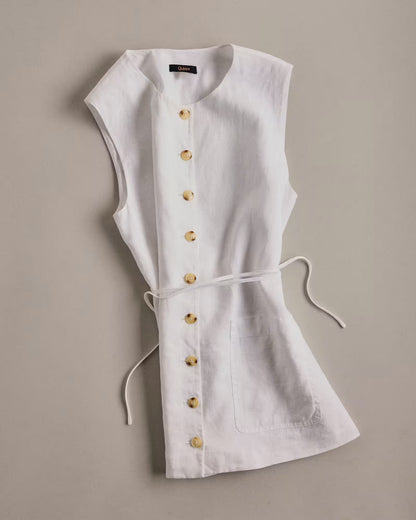 100% European Linen Longline Vest - US 1417
