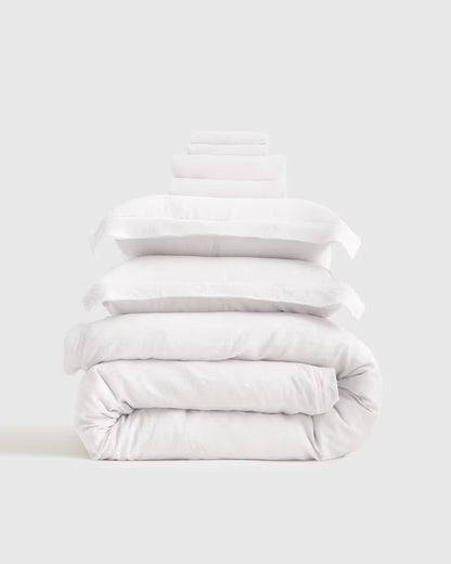 European Linen Double Flange Deluxe Bedding Bundle - US 3336