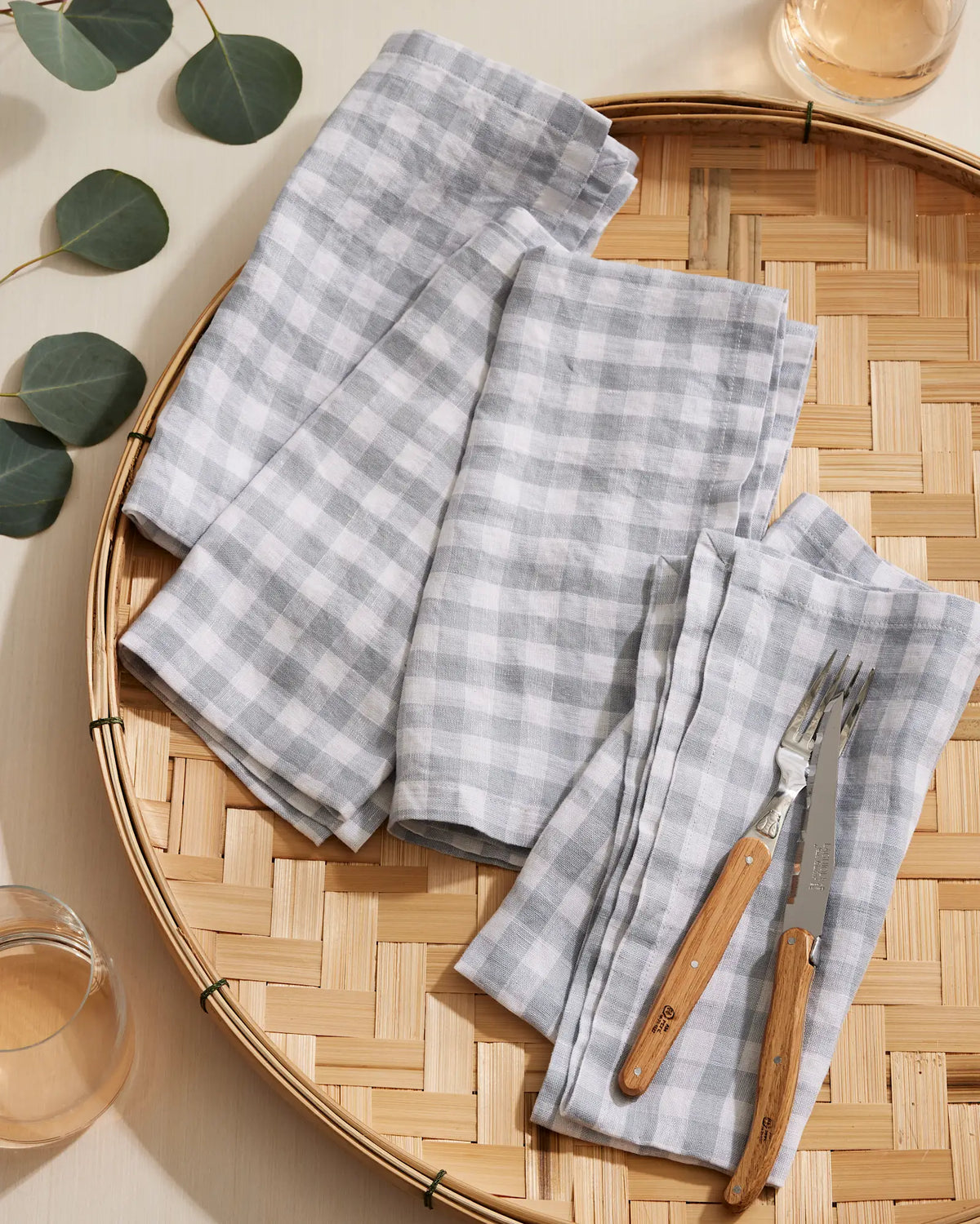 European Linen Gingham Napkins, Set of 4 - US 2514