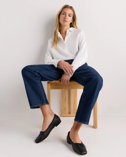 Italian Leather Square Toe Ballet Flat - US 9445