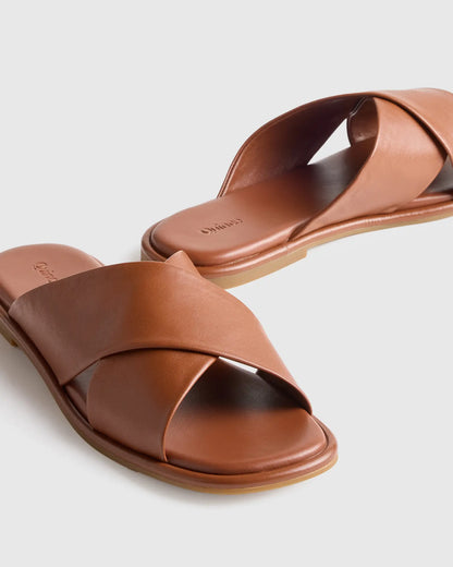 Italian Leather Crossover Slide - US 7594
