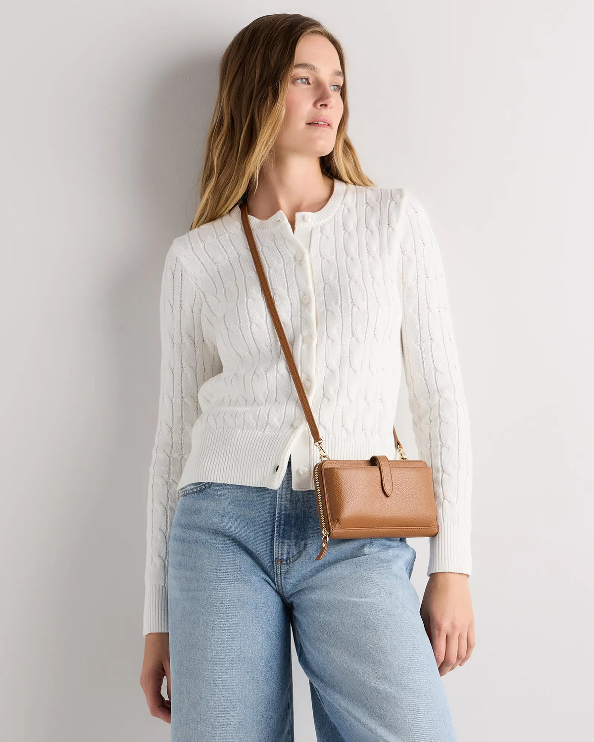 Italian Leather Phone Wallet Crossbody - US 6685