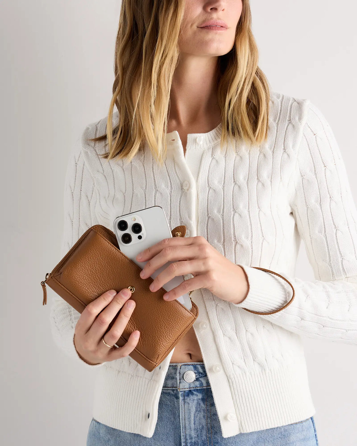 Italian Leather Phone Wallet Crossbody - US 6685