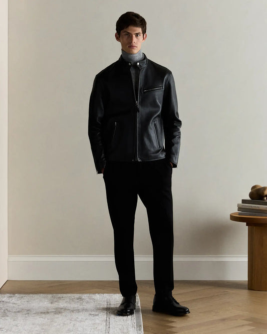 100% Leather Café Racer Jacket - US 6353