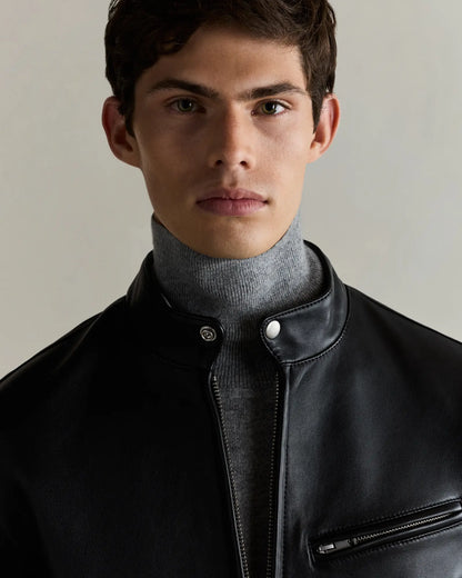 100% Leather Café Racer Jacket - US 6353