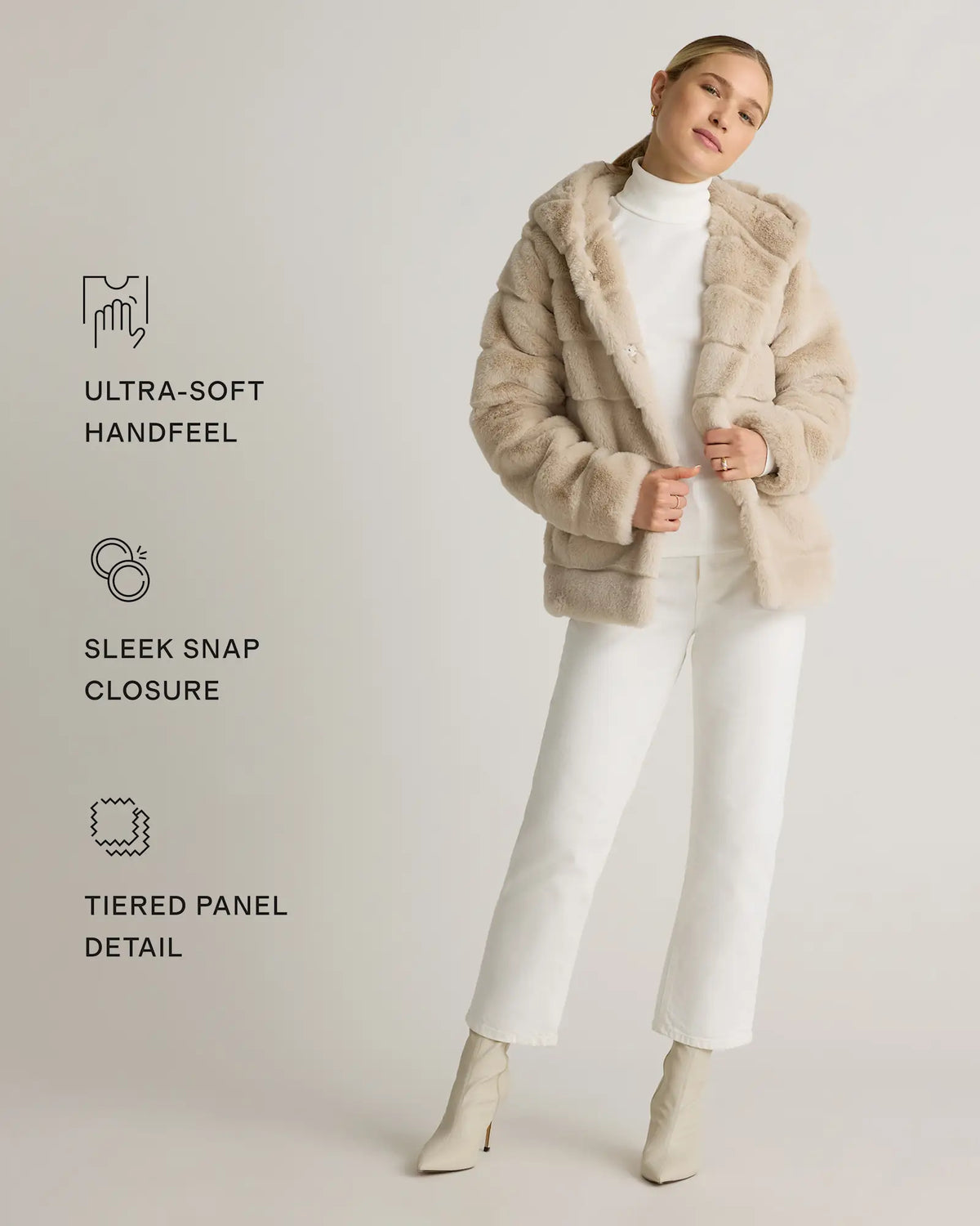 Hooded Faux Fur Jacket - US 7611