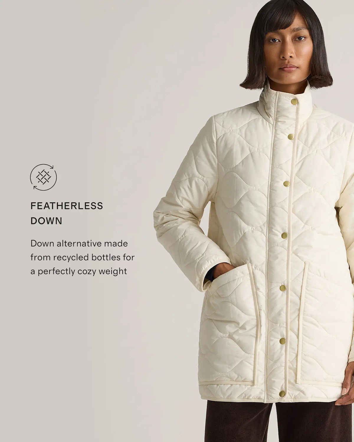 Featherless Quilted Long Puffer Jacket - US 8740
