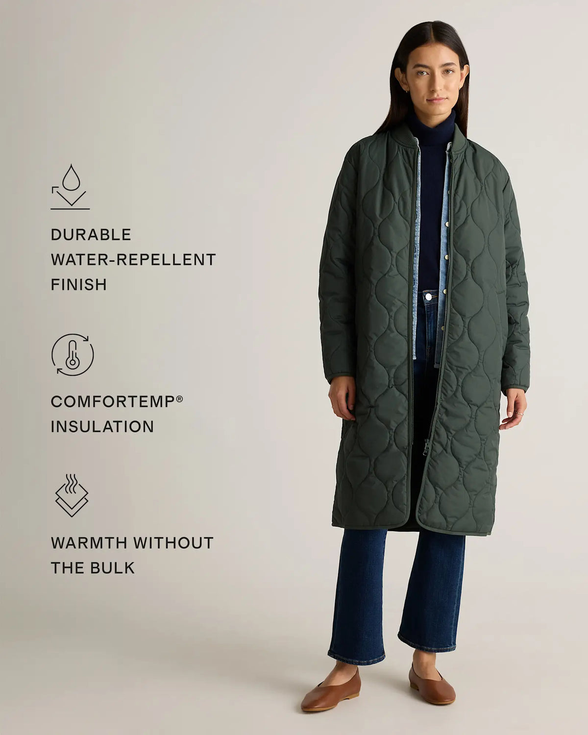 Featherless Quilted Puffer Long Coat - US 7366