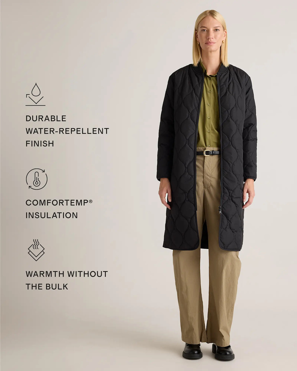 Featherless Quilted Puffer Long Coat - US 0875