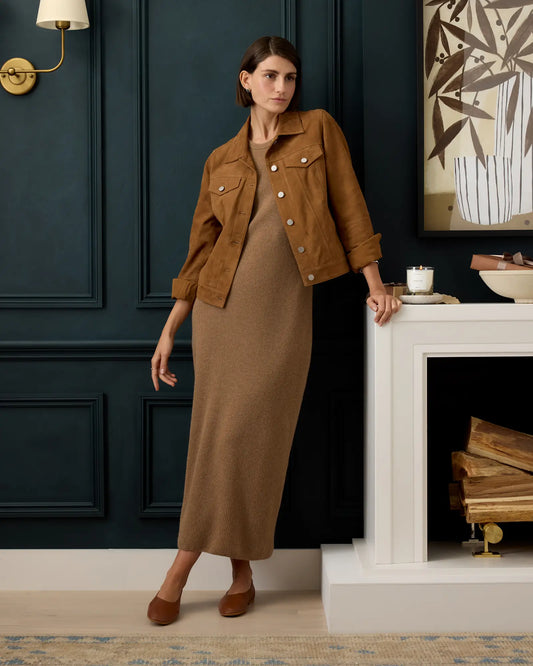 Mongolian Cashmere Sleeveless Midi Sweater Dress - US 6736