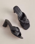 Italian Leather Twist Mid Heel Mule - US 2618