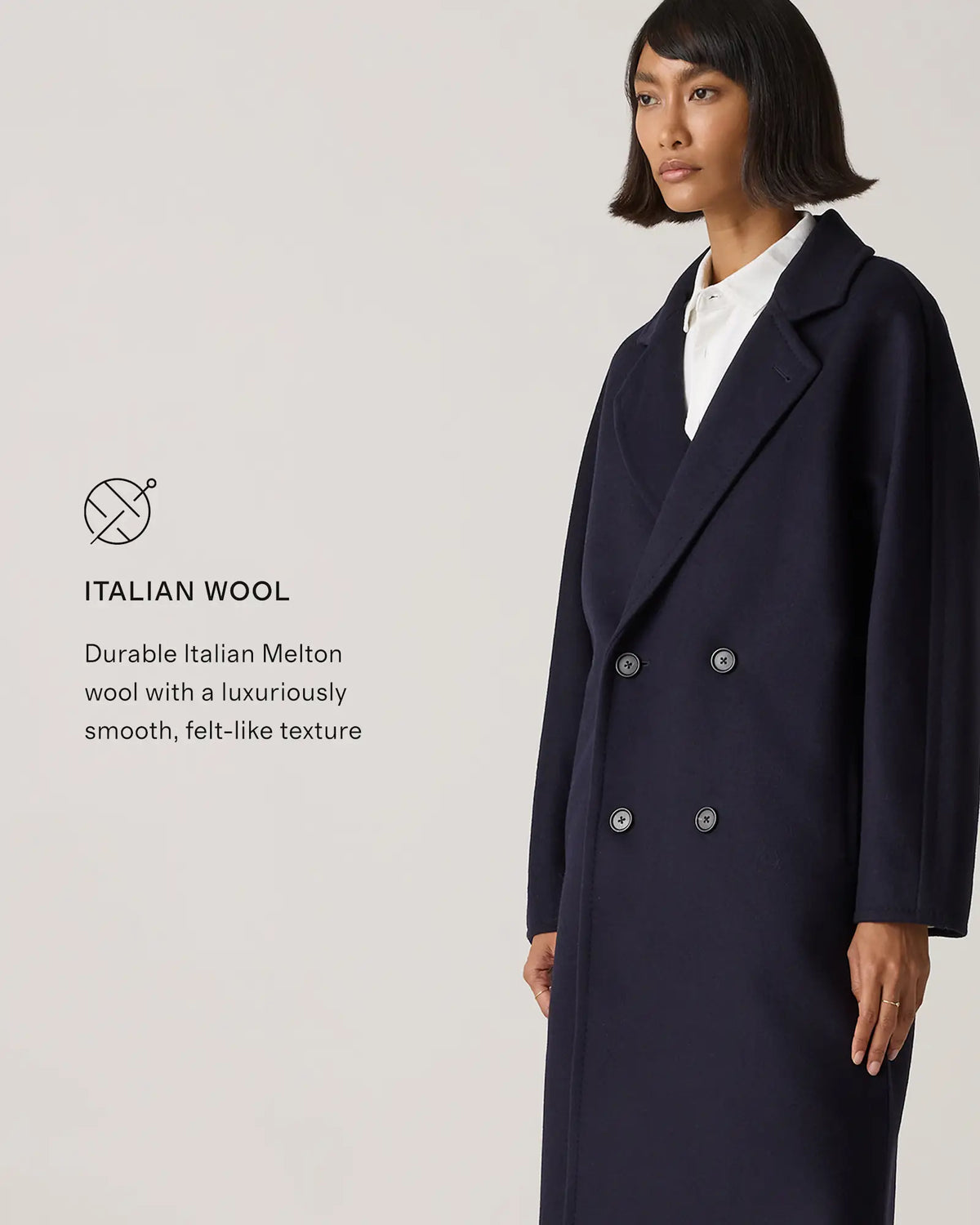 Italian Wool Double-Breasted Slouch Coat - US 6379