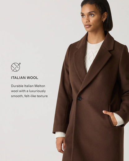 Italian Wool Classic Single-Breasted Coat - US 6621