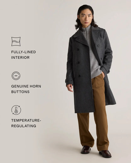 Italian Wool Double-Breasted Officer Topcoat - US 3269