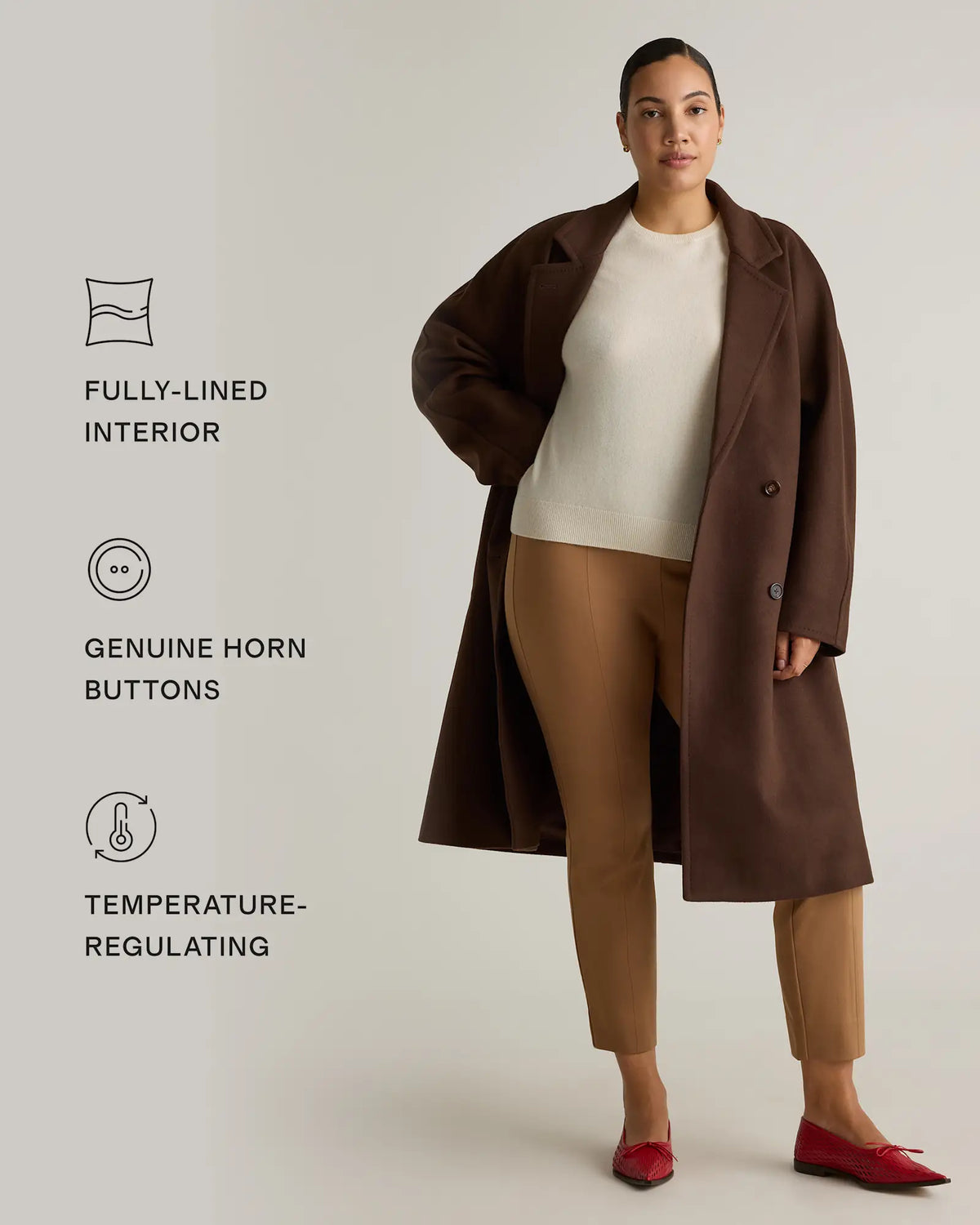 Italian Wool Double-Breasted Slouch Coat - US 7322