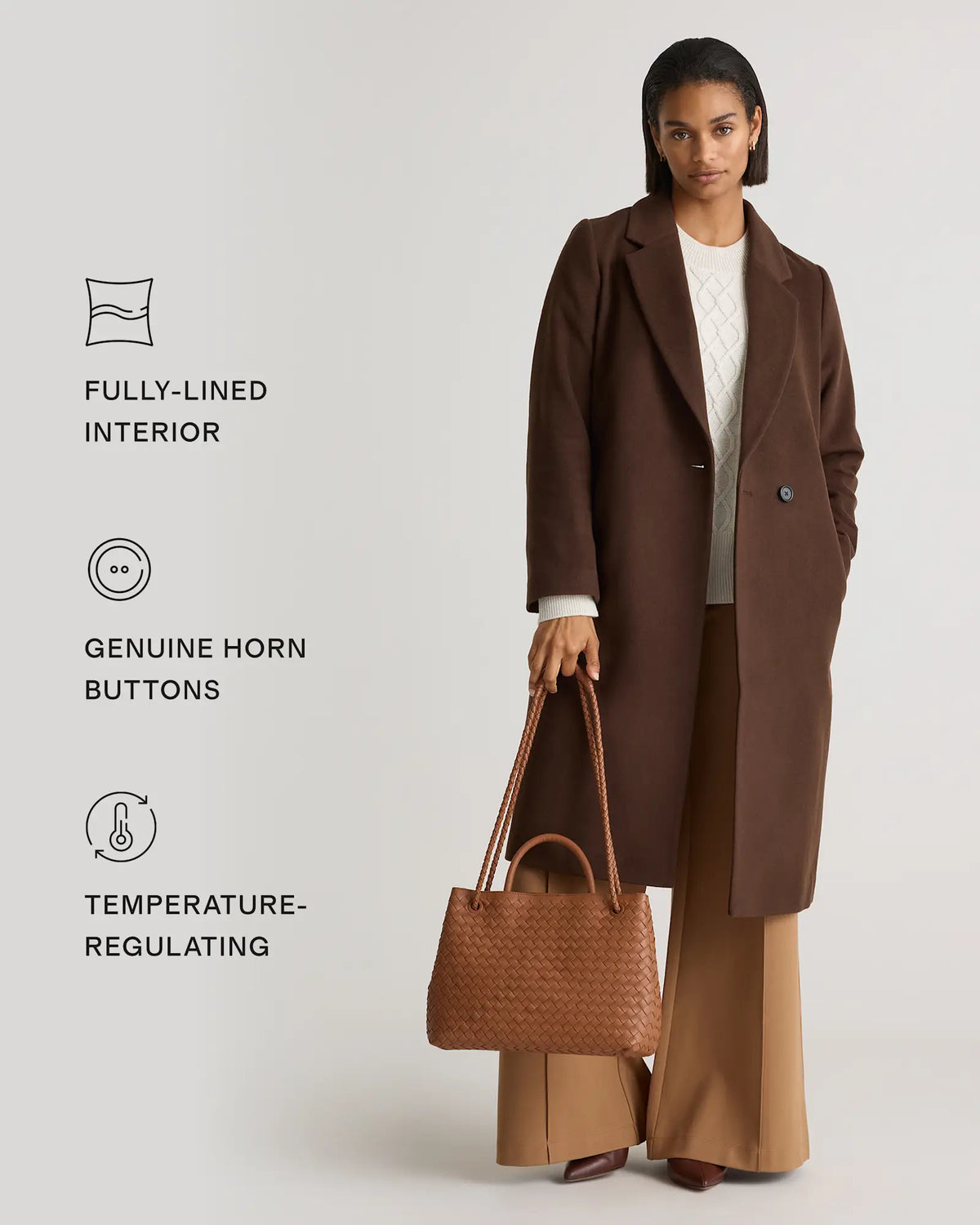 Italian Wool Classic Single-Breasted Coat - US 6621