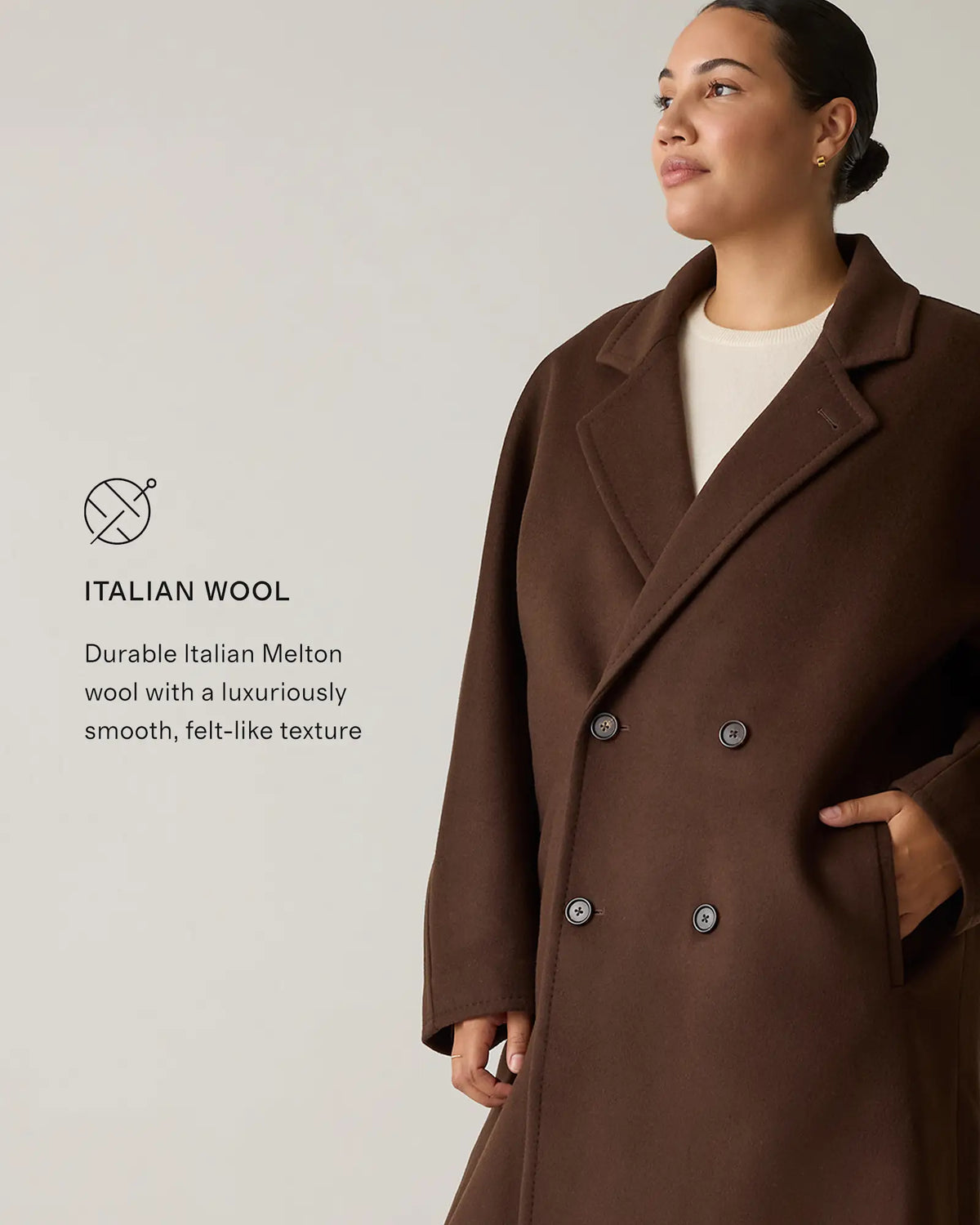 Italian Wool Double-Breasted Slouch Coat - US 7322
