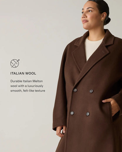Italian Wool Double-Breasted Slouch Coat - US 7322
