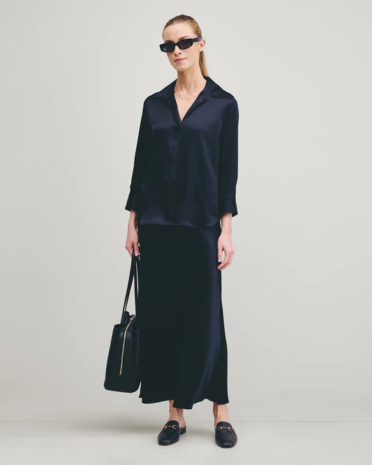 100% Washable Silk Three-Quarter Sleeve Shirt - US 9772