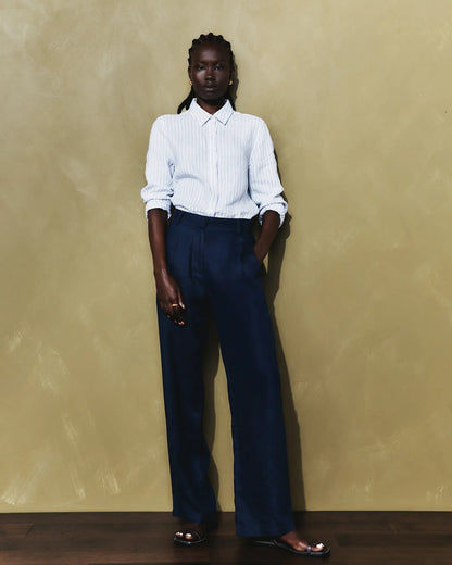 100% European Linen Pleated Trouser - US 2021