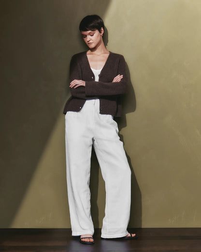 Mongolian Cashmere Structured V-Neck Cardigan - US 0319