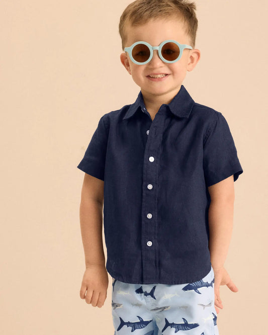 100% European Linen Short Sleeve Shirt - US 8815