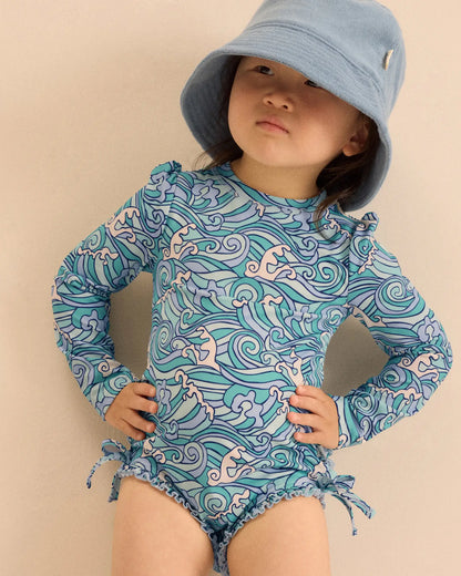 Long Sleeve Tie One-Piece Swimsuit - US 3364