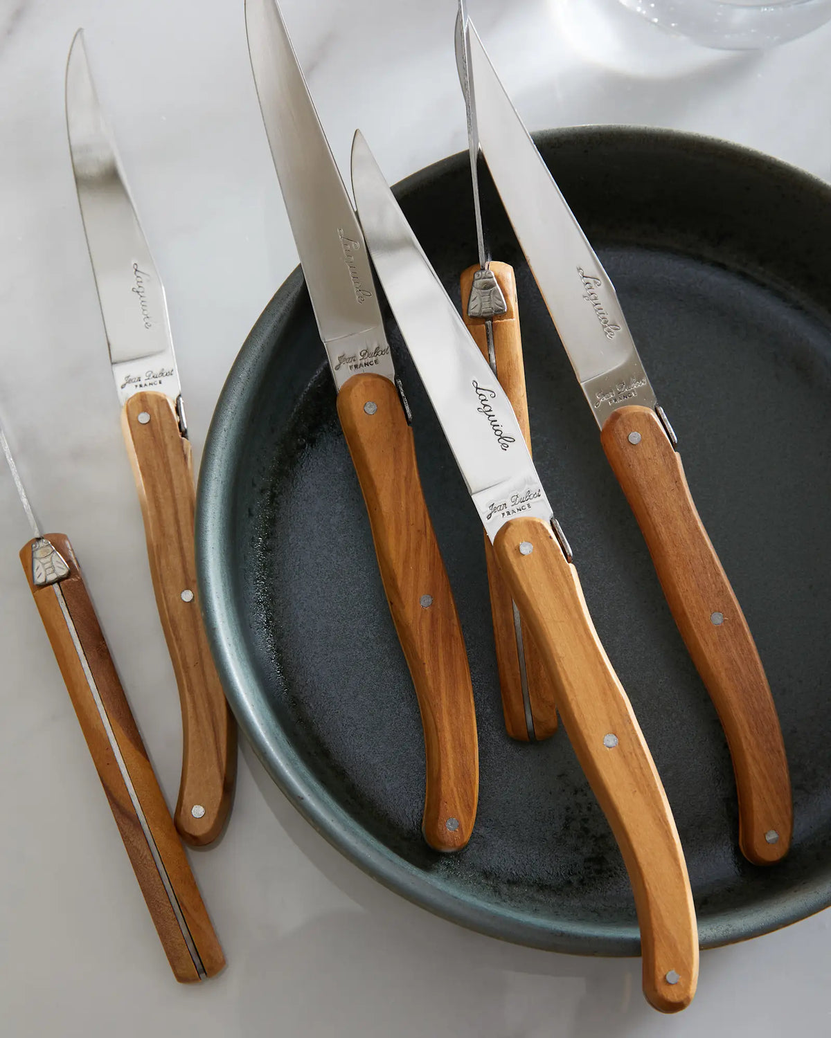 Jean Dubost Laguiole Olivewood Steak Knives, Set of 6 - US 0411