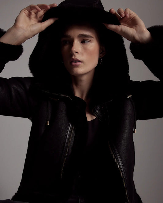 100% Shearling Cold Weather Bomber Jacket - US 3056
