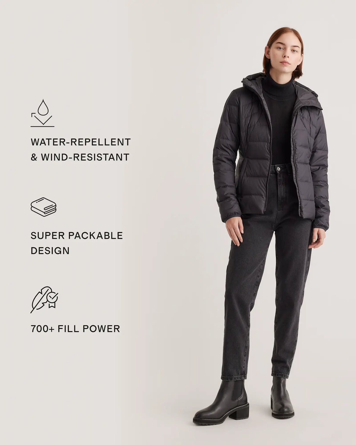 Lightweight Down Packable Puffer Hooded Jacket - US 0238
