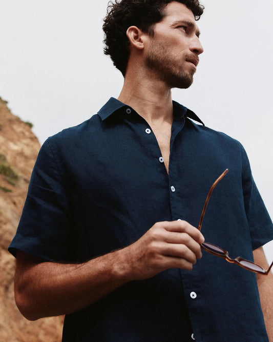 100% European Linen Relaxed Short Sleeve Shirt - US 1254
