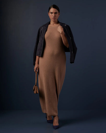 Mongolian Spring Cashmere Sleeveless Midi Sweater Dress - US 5039